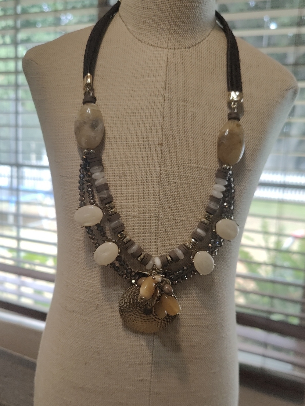 Chico's Multi-Strand Beige,  and Ivory Statement Necklace